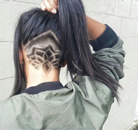 Стрижка с выбритым затылком скрыто