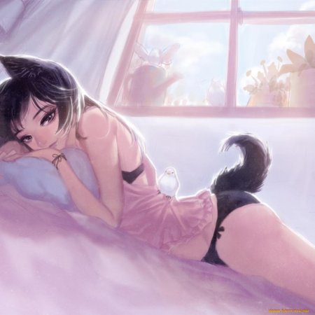 Красивая девушка с ушками киской