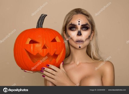 Макияж тыквы на хэллоуин для девушек