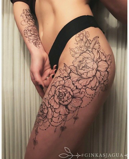 Тату для девушек на бедре