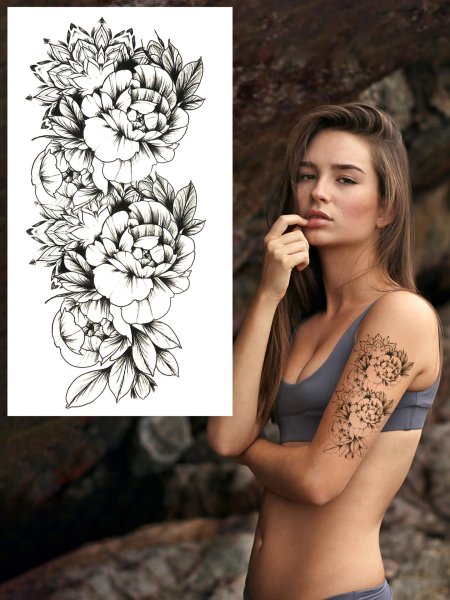 Переводные тату пионы