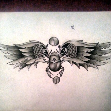 Египетский жук скарабей тату