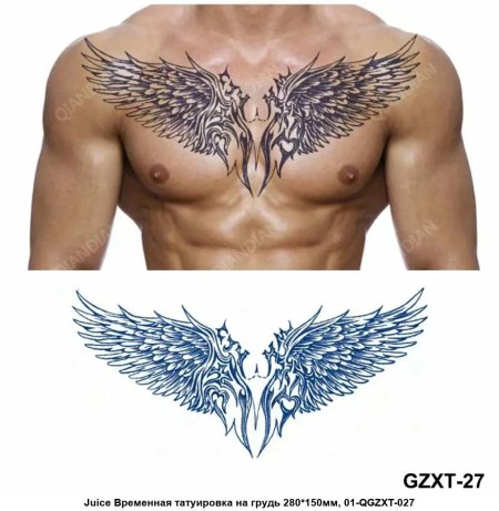 Крылья тату на груди