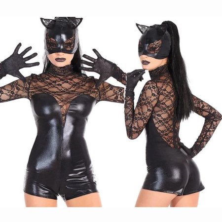 Кожаный костюм кошки женский