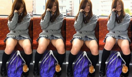 Японский upskirt без трусиков