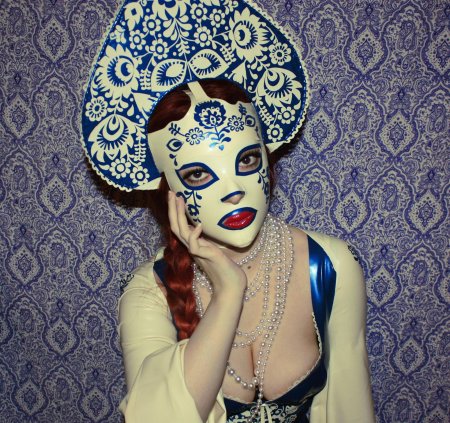 Кокошник гжель