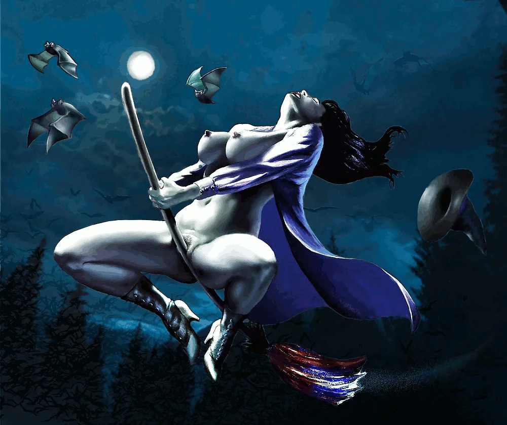 Голая ведьма на метле