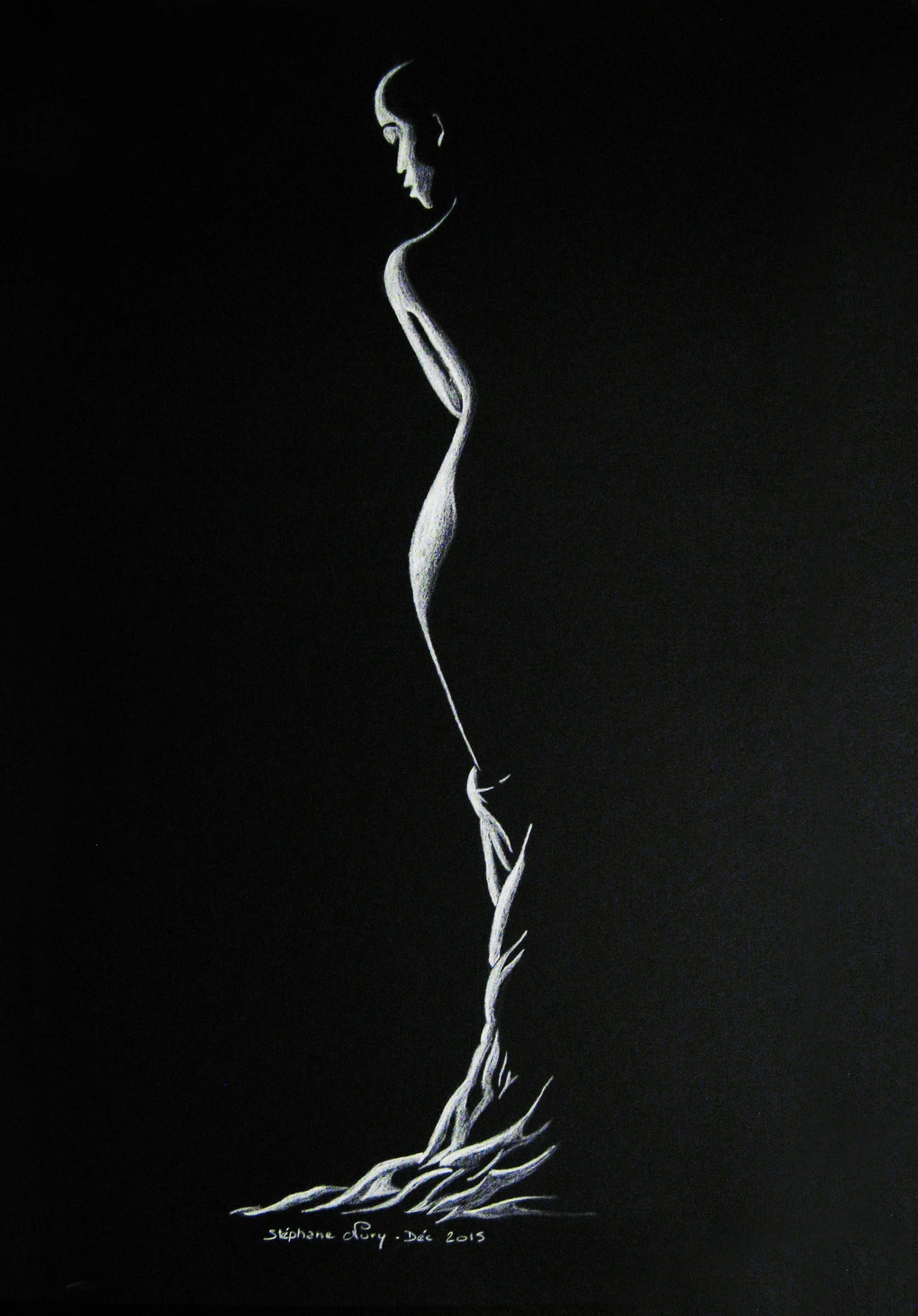 Женский силуэт на темном фоне