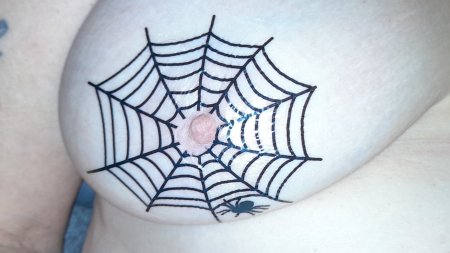 Sexy Boobs Spider Tattoo