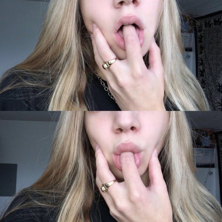 Селфи девушек с открытым ртом