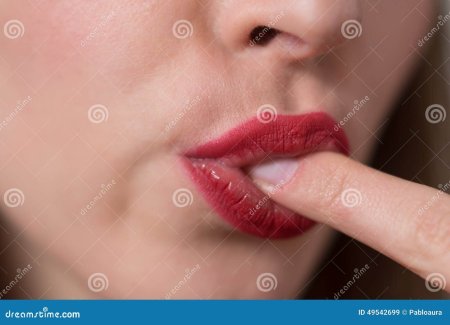 Chick licking Lips stroking