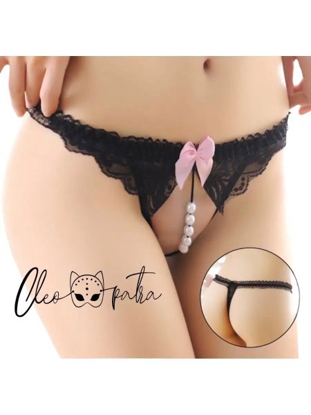 Прозрачные трусики с бусами