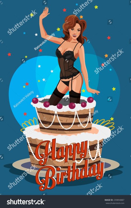 Девушка выпрыгивает из торта