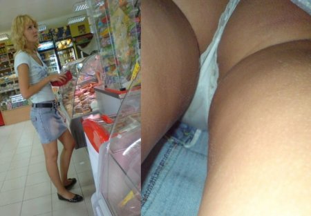 Камера под юбкой без трусиков