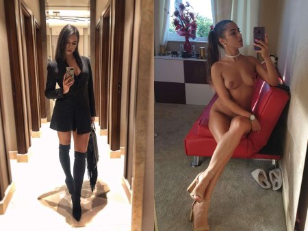 Селфи одетых раздетых девушек