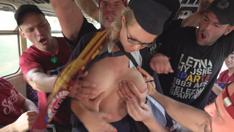 Czech gangbang in the train with conductor