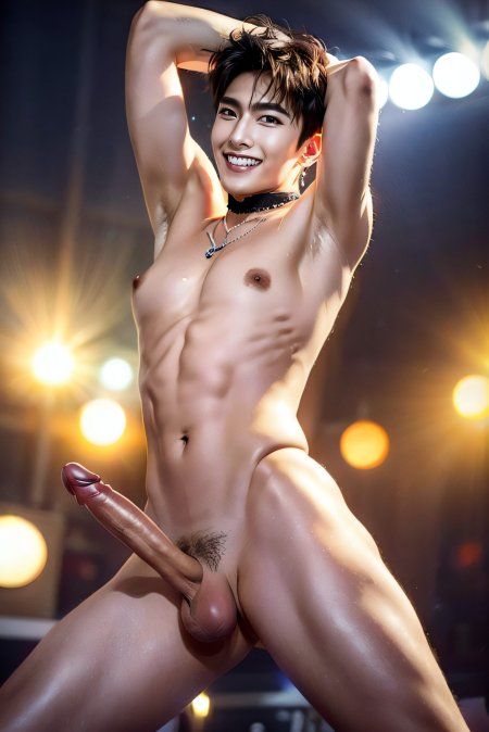 Красивый айдол в стиле KPOP nsfw показывает ягодицы на сцене